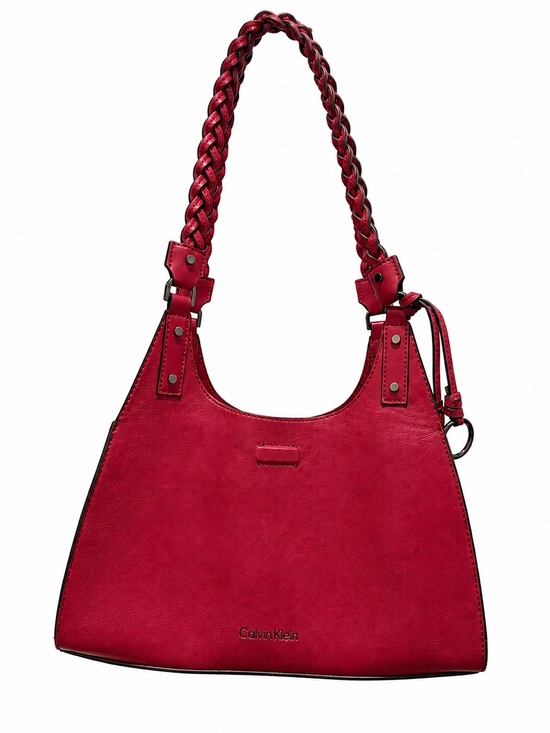 Calvin Klein Handbags - Calvin Klein Shelly Satchel Braided-Handle Red Leather Shoulder Bag